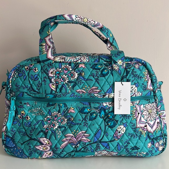 Vera Bradley Compact Traveler Bag Peacock Garden - Picture 2 of 9